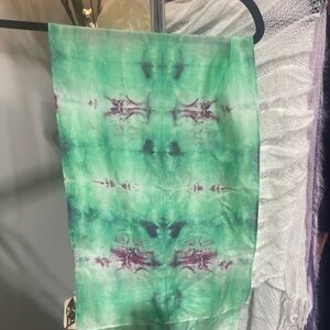 Green and Purple Tie-Dye Maxi Skirt — Lightweight Boho Style